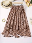 Dalmatian Print Elastic Waist Skirt Casual Ruched Skirt For Spring & Summer Women's Clothing