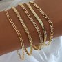 5PCS Simple Style Link Chain Bracelet Set Hip Hop Style Hand Chain Jewelry For Daily Wear