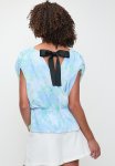 Printed Sheer Back Tie Top - Blue Floral