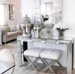 Modern Console Table Mirror Style Hollywood Mirrored Wall Stool Not