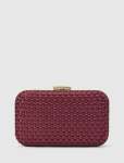 Savannah Satin Weave Hardcase Clutch - 0 Wine