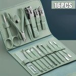 Professional Manicure Pedicure Set Stainless Steel Nail Clippers Cuticle Nippers Grooming Tools With Portable Travel Case Classi