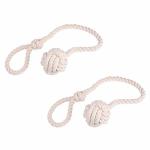 Curtain Rope Tiebacks - Easy Knot Loop Connection - Holds Your Window Drapes Open - Hand Knitted - Natural Cotton - Neutral Ligh
