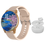 Women Smartwatch Bluetooth Earphones Set 1.52 HD Rose Gold Office Fitness