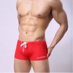 Men's Swim For Boxer Briefs Quick-dry Stretch Nylon & Spandex Swim Shorts With Breathable Mesh Lining And Front Cross Design For