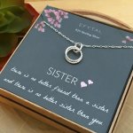 Sister Gifts For Sister From Sister Interlaced Circle Necklace With Blessing Card Birthday Gifts Gifts From Big Sister Jewelry N