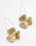 Goldair Gold Large Flower Wire Hoop Earrings