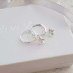Luna 925 Sterling Silver Cz Star Round Hoop Earrings Size: 6MM 12MM Hoops