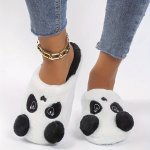 Cute Panda Design Slippers Casual Slip On Plush Lined Shoes Comfortable Indoor Home Slippers