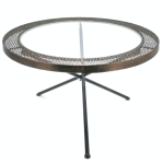 Round Metal And Glass Tripod Base Coffee Table 900MM X 900MM X 450MM