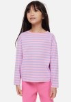 Long-sleeved Cotton Top - Pink striped