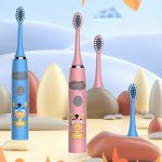 2PCS Electric Toothbrushes With 2-4-6-8-10-12 Brush Heads Battery-powered Cartoon Style Replaceable Ultra-soft Bristles Fit The
