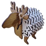 Wooden Reindeer Coaster Stand With Coaster 6 Piece