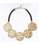 Textured Circle Necklace - Gold Free