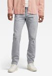 G-star Raw 3301 Slim Greystone Stretch Denim - Sun Faded Ripped Skyrocket