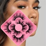 3 Pairs Dramatic Long D Curl Faux Mink False Eyelashes - Thick And Fluffy Cross Design - Waterproof And Long-lasting
