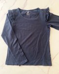 H&m Navy Long Sleeve Frilly Top 10 12Y