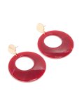Goldair Gold Red Marble Circle Drop Earrings