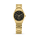 Gents Gold Toned Analogue Black Multi-dial Look Watch