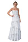 Spaghetti Strap Beaded Bridesmaid Dresses Floral Embroidered Tulle Prom Dress Floor Length A Line Corset Wedding Guest Gowns Blu