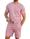 Babioboa Mens Co Ords Set Short Sets 2 Piece Outfits Fashion Summer Tracksuits Casual T Shirt And Short Pink L