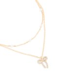 Goldair Gold Station Pearl & Diamante Bow Layered Necklace