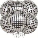 Giant 6PCS Set Of Silvery Disco Polyester Film Balloons 4D Aluminum Foil Disco Party Balloons Suitable Weddings Birthdays Disco