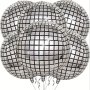 Giant 6PCS Set Of Silvery Disco Polyester Film Balloons 4D Aluminum Foil Disco Party Balloons Suitable Weddings Birthdays Disco Parties And New Year Decorations