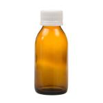 100ML Amber Glass Generic Bottle With Tamper Proof Cap - White 28 410