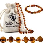Baltic Proud Amber Necklace And Bracelet Gift Set Unisex Cognac Mix 12.5 INCHES 5.5 Inches - Certified Premium Quality Raw Balti