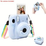 Crystal Clear Hard Case For Instax MINI 11 Camera With Rainbow Strap - Durable Pvc Protective Cover Transparent Camera Not Inclu