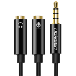 UGreen 3.5MM M To 2XF Aud+mic Aud Adp-bk