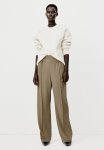 High-waisted Tailored Trousers - Dark Khaki Green