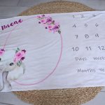 Milestone Blanket Purple Floral Ellie With A Touch Of Turquoise And Grey