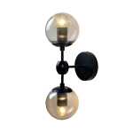 Art Deco Wall Light 2 Glass Ball Black
