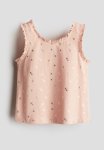 Frill-trimmed Vest Top - Dusty Pink palm Trees