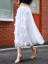 Floral Applique Mesh Skirt Casual Elastic Waist Skirt Women's Clothing