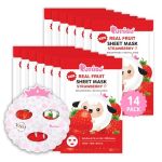 Puttisu Real Fruit Facial Mask Sheet For Kids Children - Made With 100% Cotton Moisturize Sooths And Hydrates Skin Strawberry- P