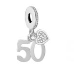 Sterling Silver Charm 50TH Birthday Charm For Bracelet Charm For Women