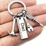 1pc Fashion Dad Letters Keychains Creative Hammer Screwdriver Wrench Keyring Handbag Decor Tassel Hanging Pendant Father's Day Gifts
