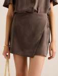 Allegra Cupro Wrap Skirt - 16 Chocolate Co-ord A