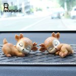 Roogo Resin Plum Deer Figurine - Creative Car Dashboard & Cake Topper Decor Charming Desktop Ornament Cute Car Decorations Bling