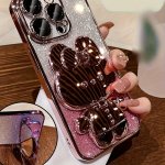 1 Deluxe Electroplated Case For Iphone 15 14 13 12 11PRO Max Plus Romantic - Cute Bunny Phone Holder And Hidden Holder - Shockpr