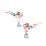Colour Wave Ear Climber With Cz Pendant