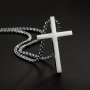 Stainless Steel Cross Pendant Necklace: Minimalist Jewelry For Men & Women - Silvery Color