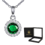 925 Sterling Silver Green Zircon Pendant Necklace For Women