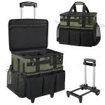 Rolling Cleaning Caddy Bag With Detachable Trolley Large Cleaning Supplies Organizer With Wheels Multi-pocket Cleaning Cart With