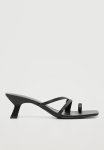 Two Leather Heel Mule - Black