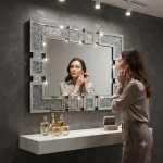 Rectangular Crushed Crystal Decorative Wall Mirror