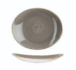 Churchill Peppercorn Grey Oval Plate 19.2CM Set Of 12